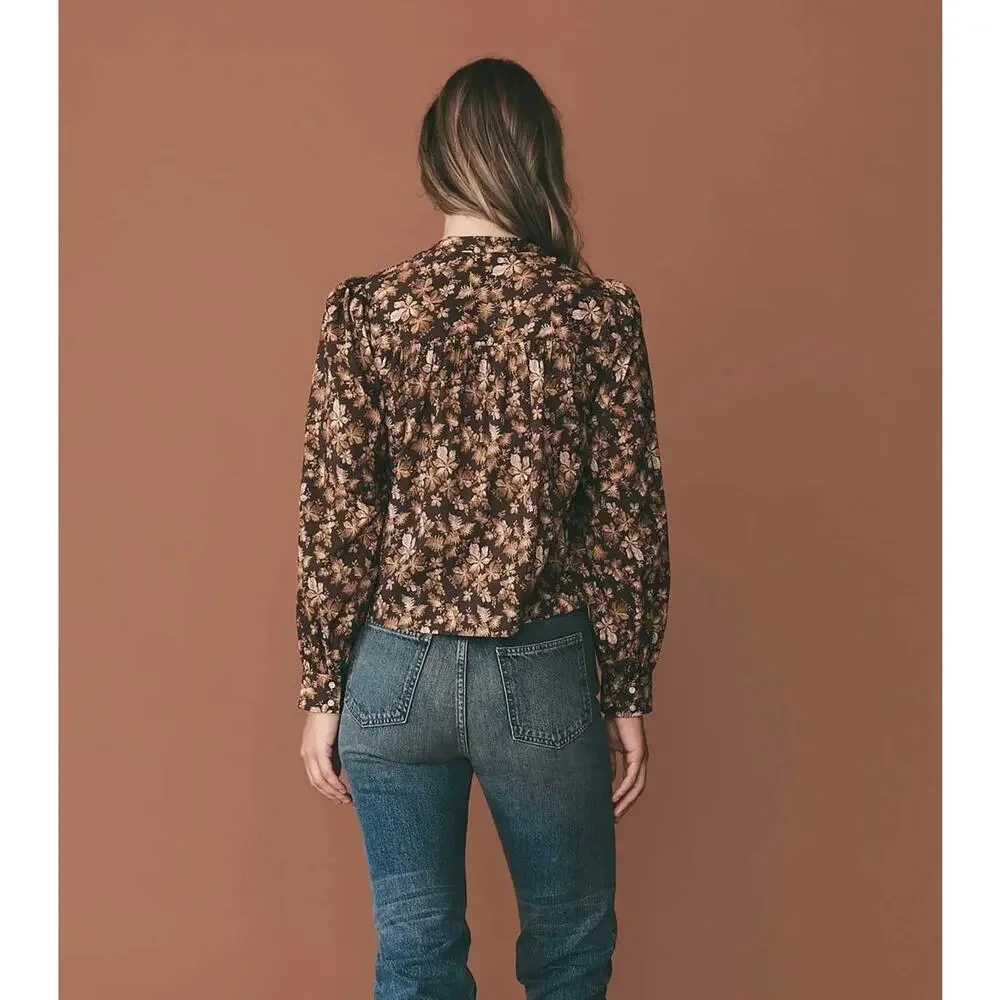Doen Norma Fern Grove Floral Top Womens XS Brown NWT Cottagecore